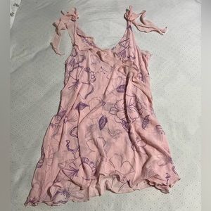 NEW FREE PEOPLE INTIMATELY PINK RUFFLES FLORAL MINI SLIP DRESS NIGHTIE SMALL